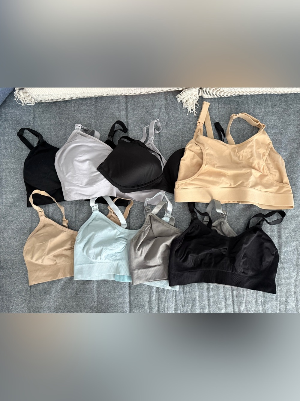 Bundle of 7 nursing bras + 1 pumping bra (size M), EUC